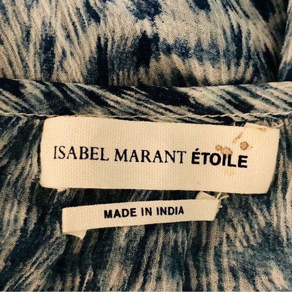 Isabel Marant Etoile blue and white semi sheer print peasant blouse. - Picture 4 of 5